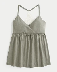 Crochet-Style Back Babydoll Top