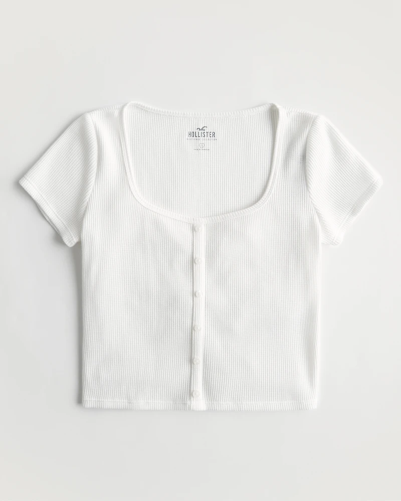 Waffle Button-Down Tee