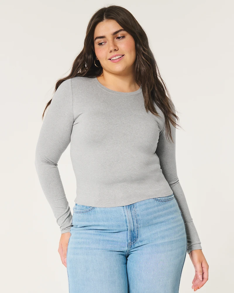 Soft Stretch Seamless Fabric Long-Sleeve Top