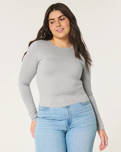 Soft Stretch Seamless Fabric Long-Sleeve Top