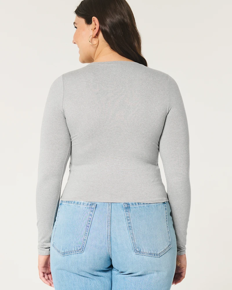 Soft Stretch Seamless Fabric Long-Sleeve Top