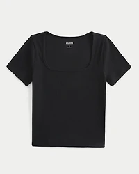 Ribbed Square-Neck Baby Tee