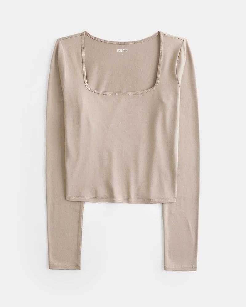 Soft Stretch Seamless Fabric Square-Neck Top