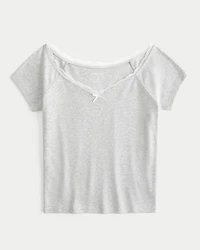 Off-the-Shoulder Lace Trim Top