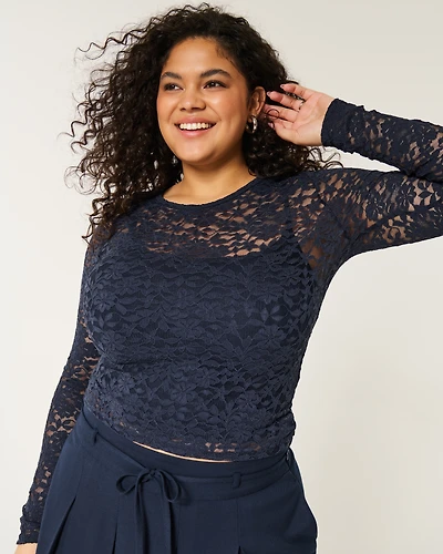 All-Over Lace Crew Top