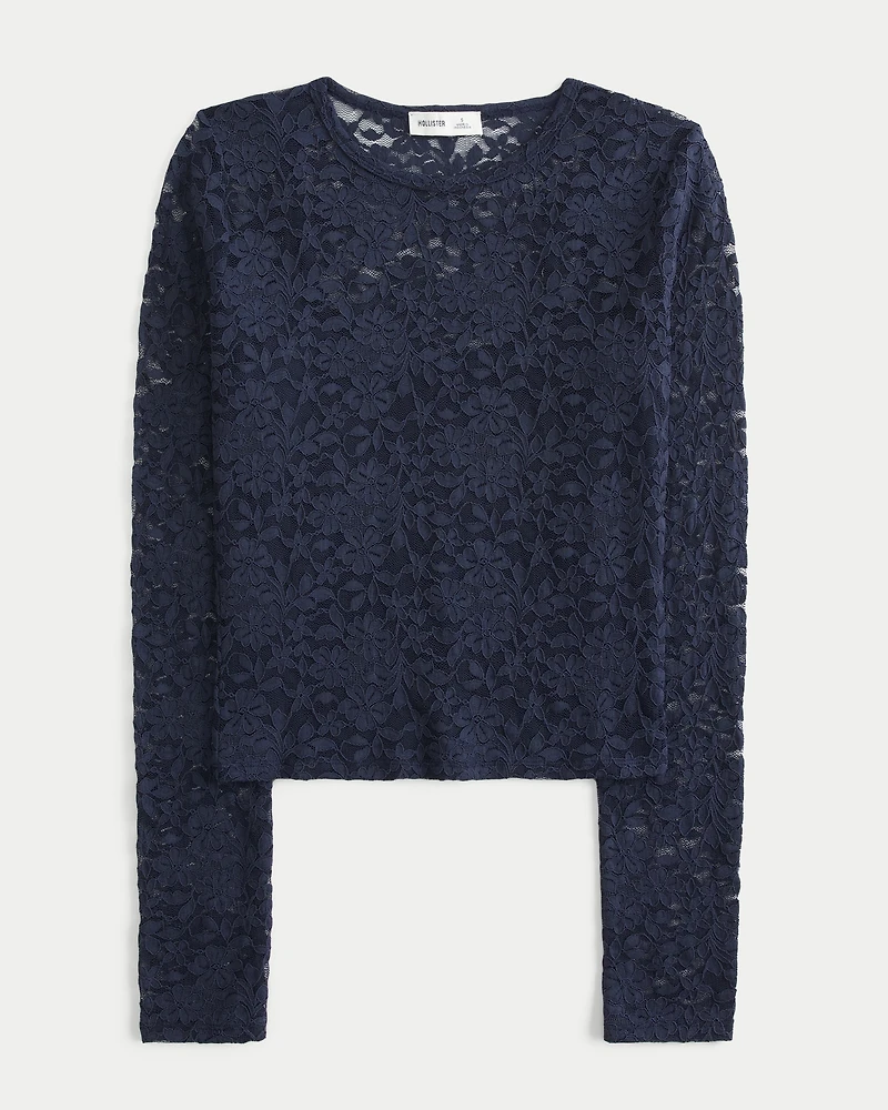 All-Over Lace Crew Top