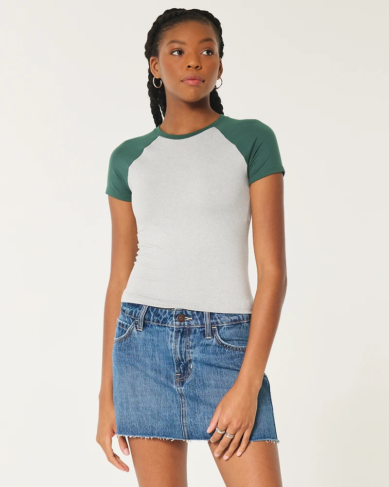 Seamless Fabric Longline Crew Baby Tee