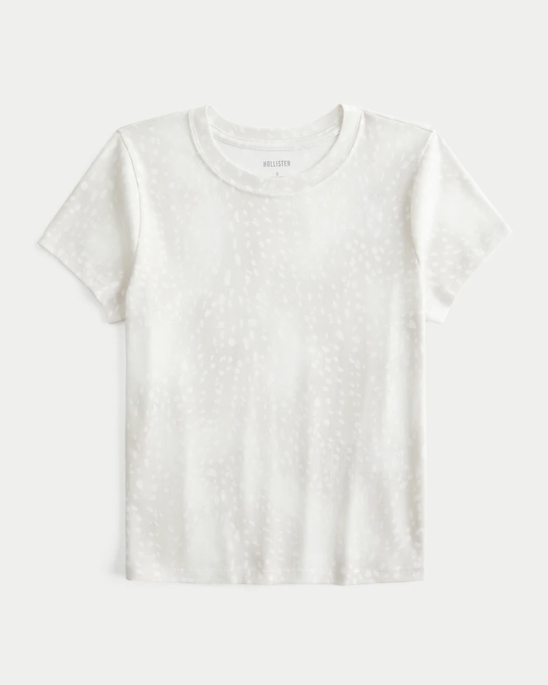 Easy Short-Sleeve Doe Print Crew Baby Tee