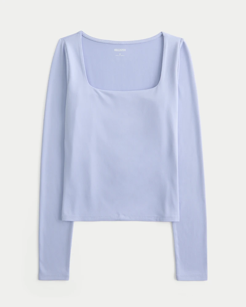 Soft Stretch Seamless Fabric Square-Neck Top