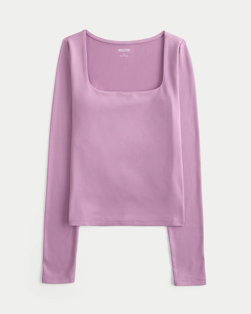 Soft Stretch Seamless Fabric Square-Neck Top