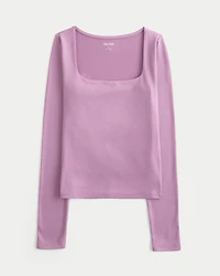 Soft Stretch Seamless Fabric Square-Neck Top