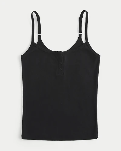 Ribbed Notch Henley Cami