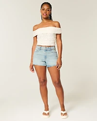 Lace Foldover Off-the-Shoulder Top