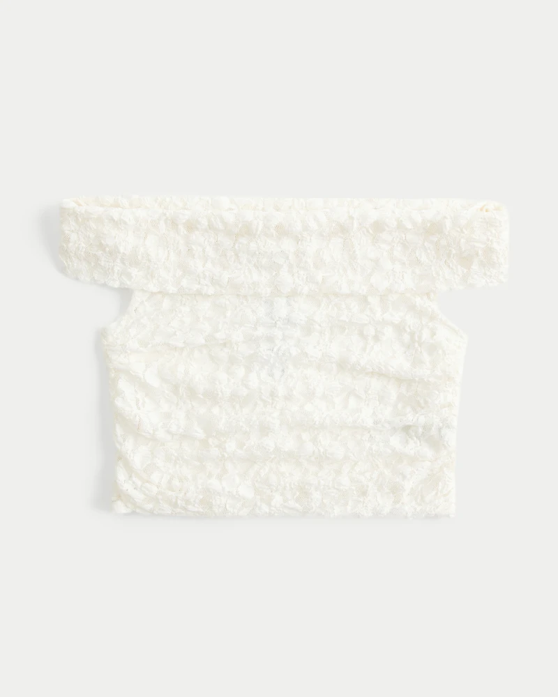 Lace Foldover Off-the-Shoulder Top