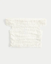 Lace Foldover Off-the-Shoulder Top