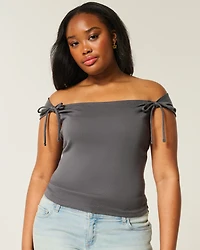 Off-the-Shoulder Tie Sleeve Top