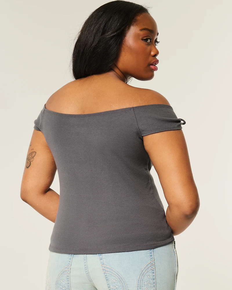Off-the-Shoulder Tie Sleeve Top