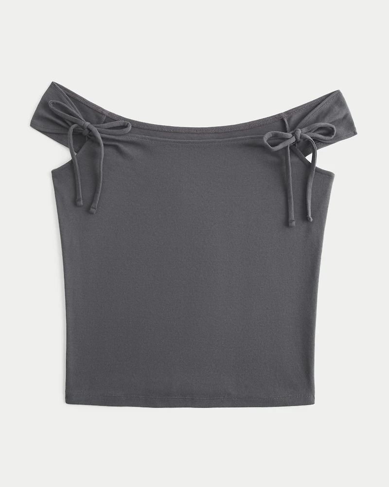 Off-the-Shoulder Tie Sleeve Top