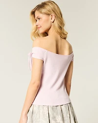 Off-the-Shoulder Tie Sleeve Top