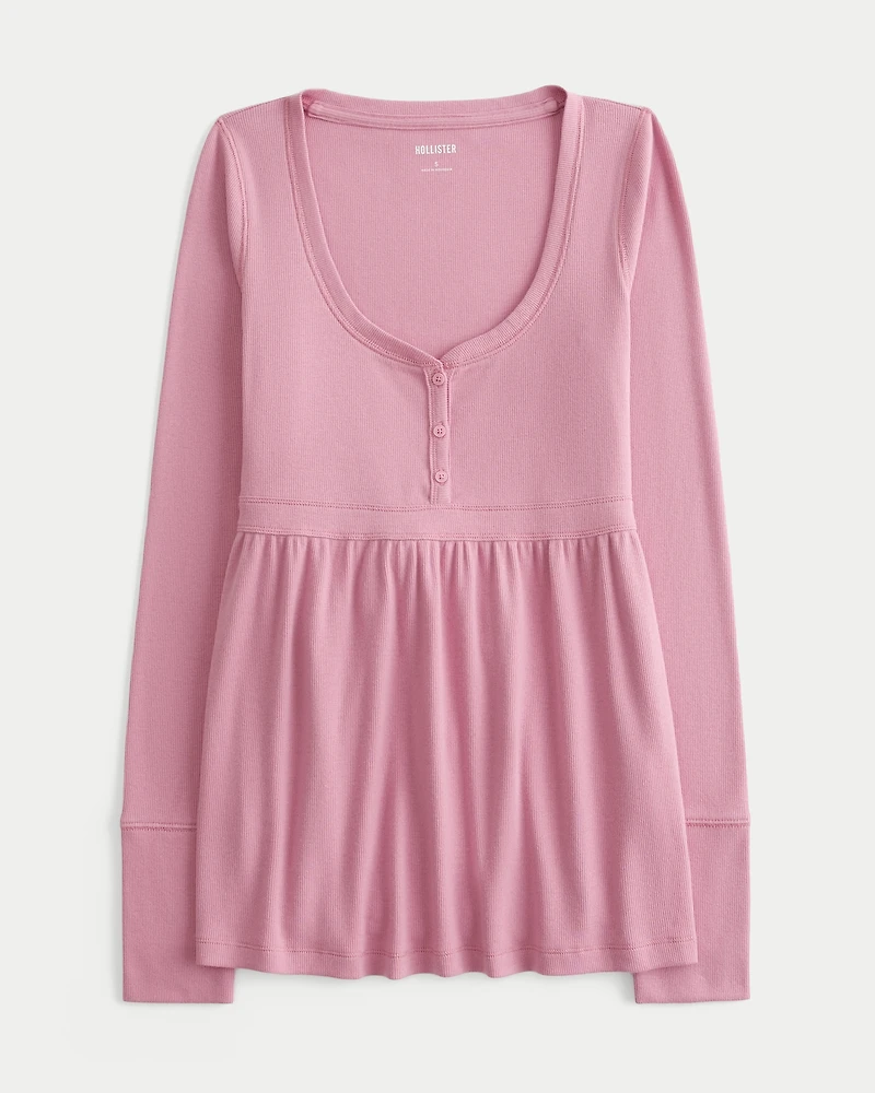 Tie-Back Henley Babydoll Top