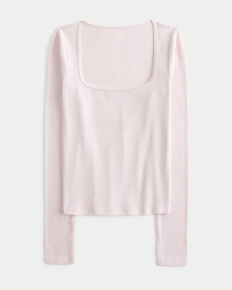Long-Sleeve Square-Neck Top