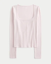 Long-Sleeve Square-Neck Top