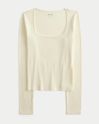 Long-Sleeve Square-Neck Top