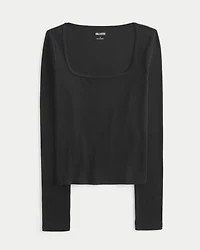 Long-Sleeve Square-Neck Top