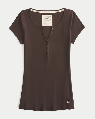 Short-Sleeve Rib Henley