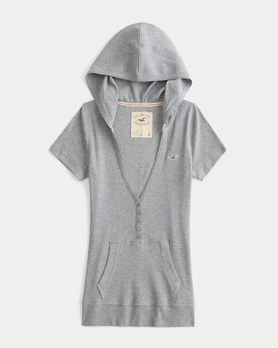 Short-Sleeve Henley Hoodie