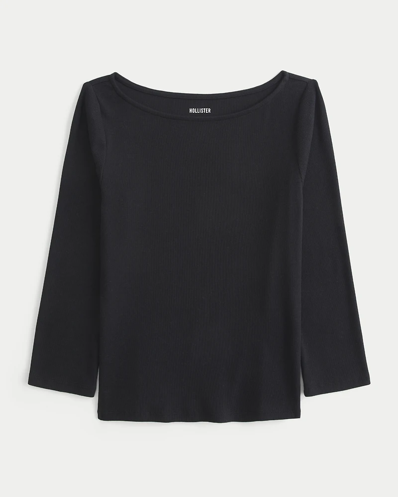 3/4 Sleeve Slash-Neck Baby Tee