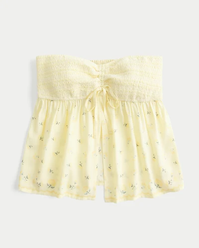 Easy Strapless Smocked Bust Babydoll Top