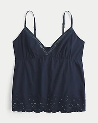Shimmer Embroidered Babydoll Top