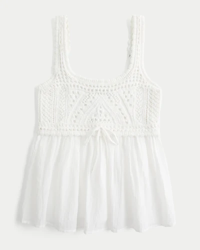 Mixed Crochet-Style Babydoll Top
