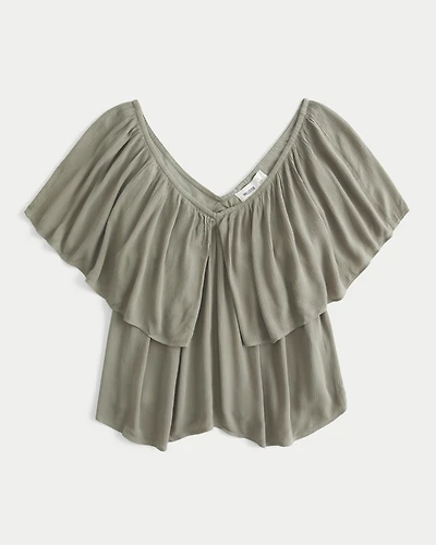 Flutter Sleeve Babydoll Blouse
