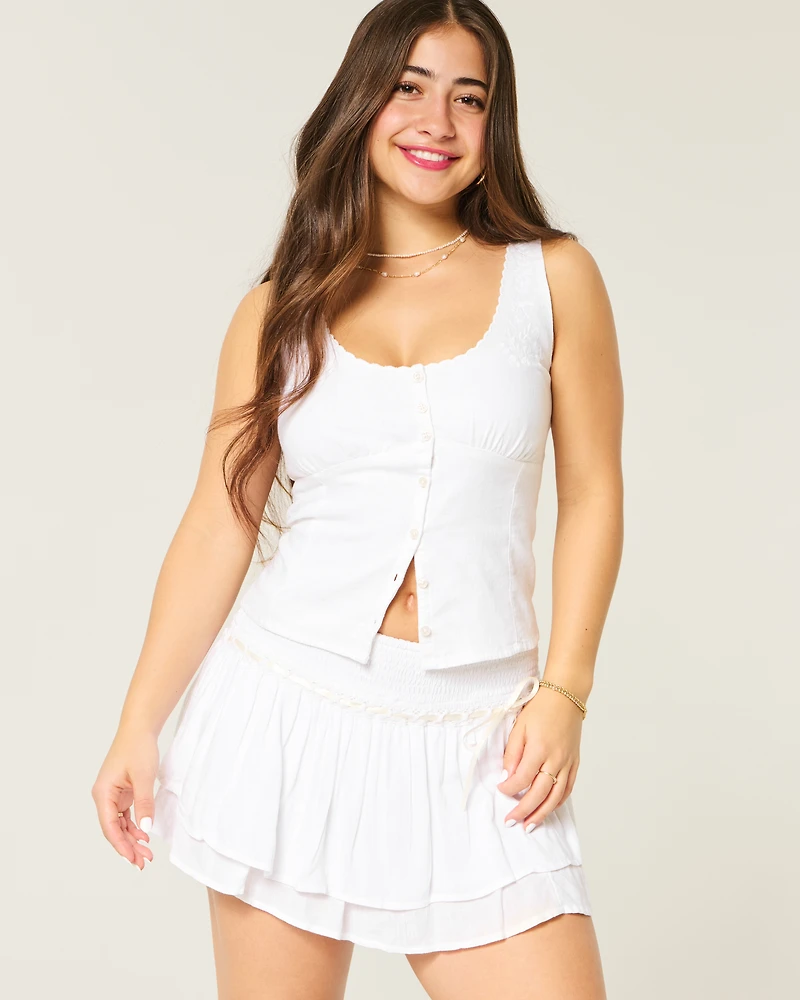 Linen Blend Button-Through Top