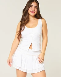 Linen Blend Button-Through Top