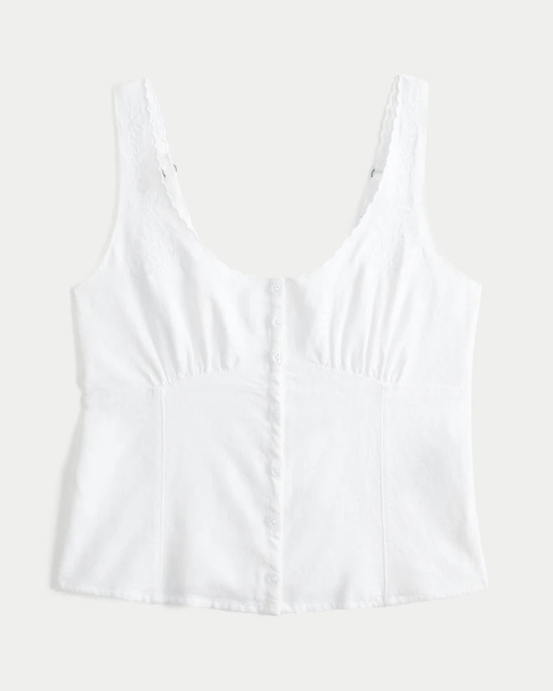 Linen Blend Button-Through Top