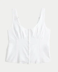 Linen Blend Button-Through Top