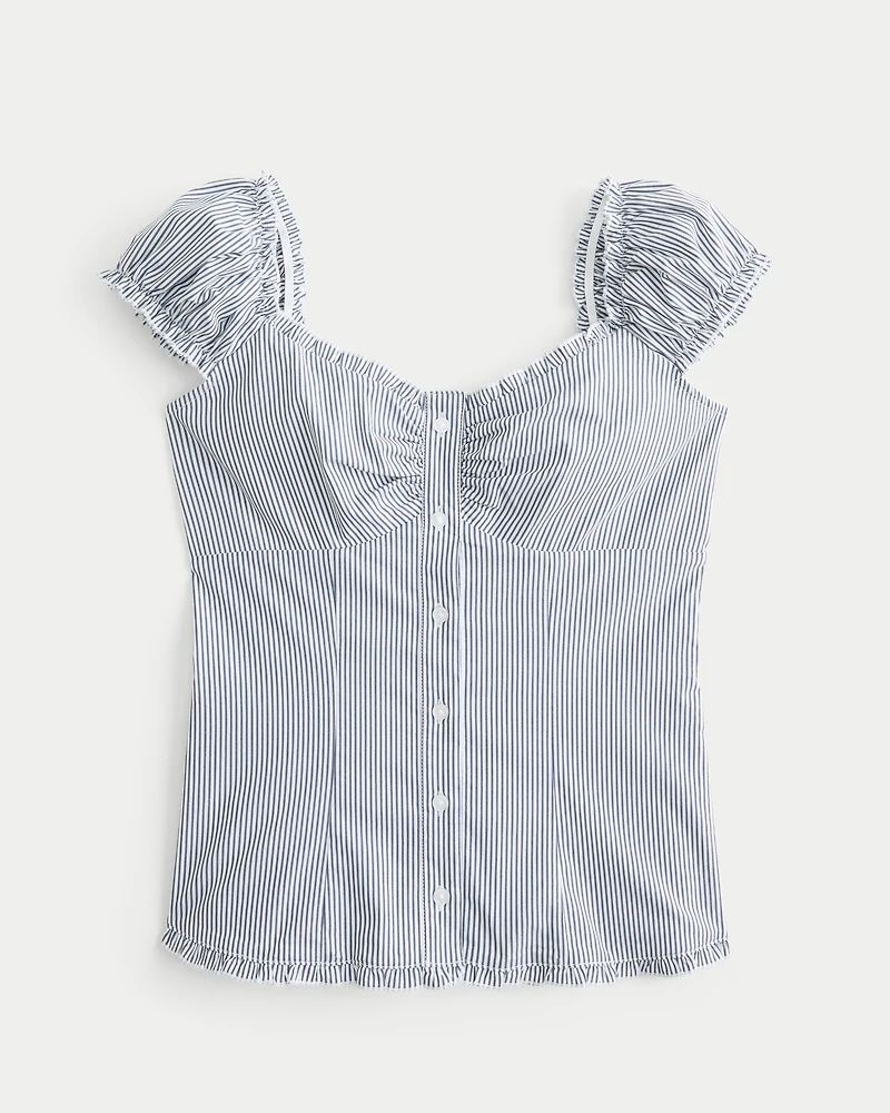 Ruffle Trim Poplin Blouse