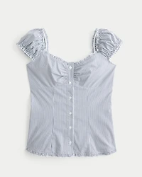 Ruffle Trim Poplin Blouse