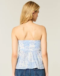 Easy Crochet-Style Fabric Mix Strapless Top