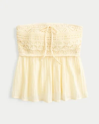 Easy Strapless Crochet Mix Babydoll Top