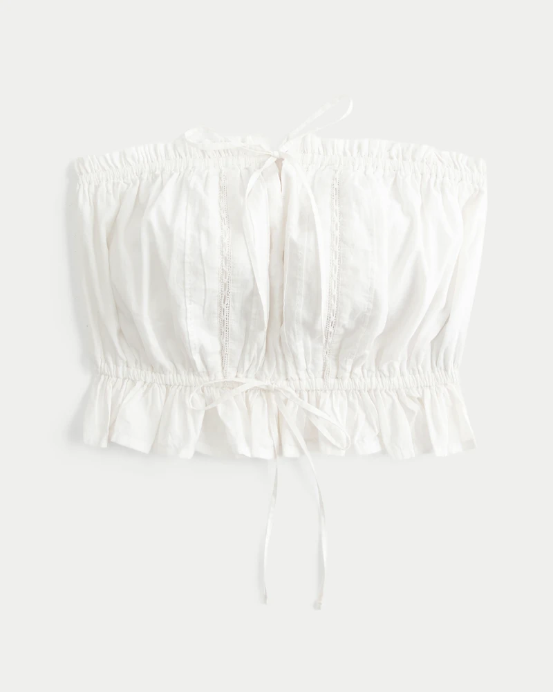 Easy Crop Strapless Lace Inset Tube Top