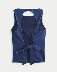 Denim Open-Back Top