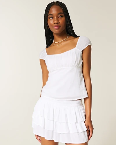 Ruched Babydoll Top