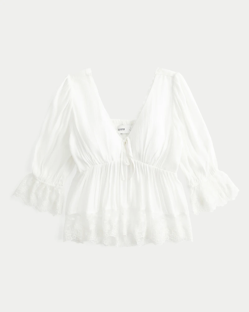 Three-Quarter Sleeve Babydoll Top