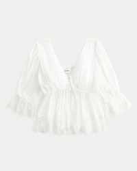 Three-Quarter Sleeve Babydoll Top