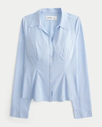 Stretch Poplin Button-Through Shirt