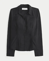 Lace Inset Button Front Shirt